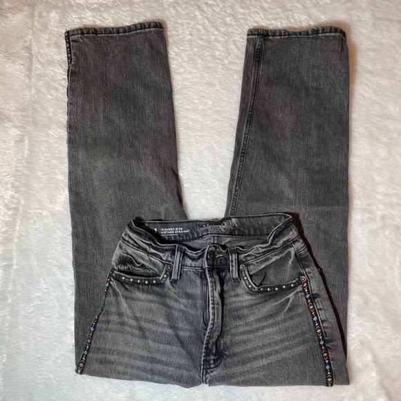 Arizona Jean Co. Denim - Arizona Jean Co Highest Rise Vintage Straight Studded Embroidered Jeans 1 Indie
